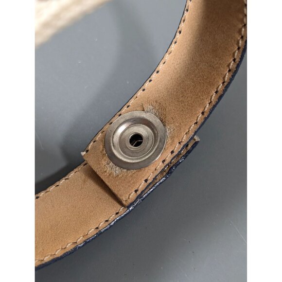 Boho Blue Faux Suede Embroidered Love Snap Cuff Bracelet 7.5" - Picture 8 of 9